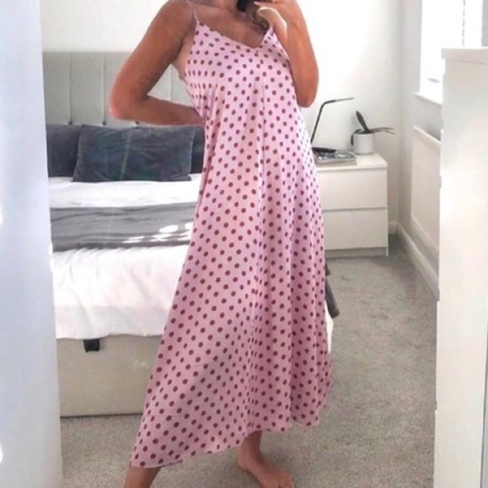 ZARA satin midi slip dress